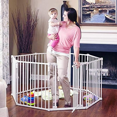 Toddleroo by North States 3 in 1 Metal Superyard: 198  long extra wide baby gate  barrier or play yard. Hardware or freestanding. 8 panels  19 sq.ft. enclosure (30  tall  Beige)