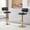Black + Gold, variant on Bar Stools Set of 2, PU Leather Adjustable Swivel Barstools, Adjustable Height Bar Chairs with Chrome Base & Footrest for Kitchen Island, Pub, Bar - Black