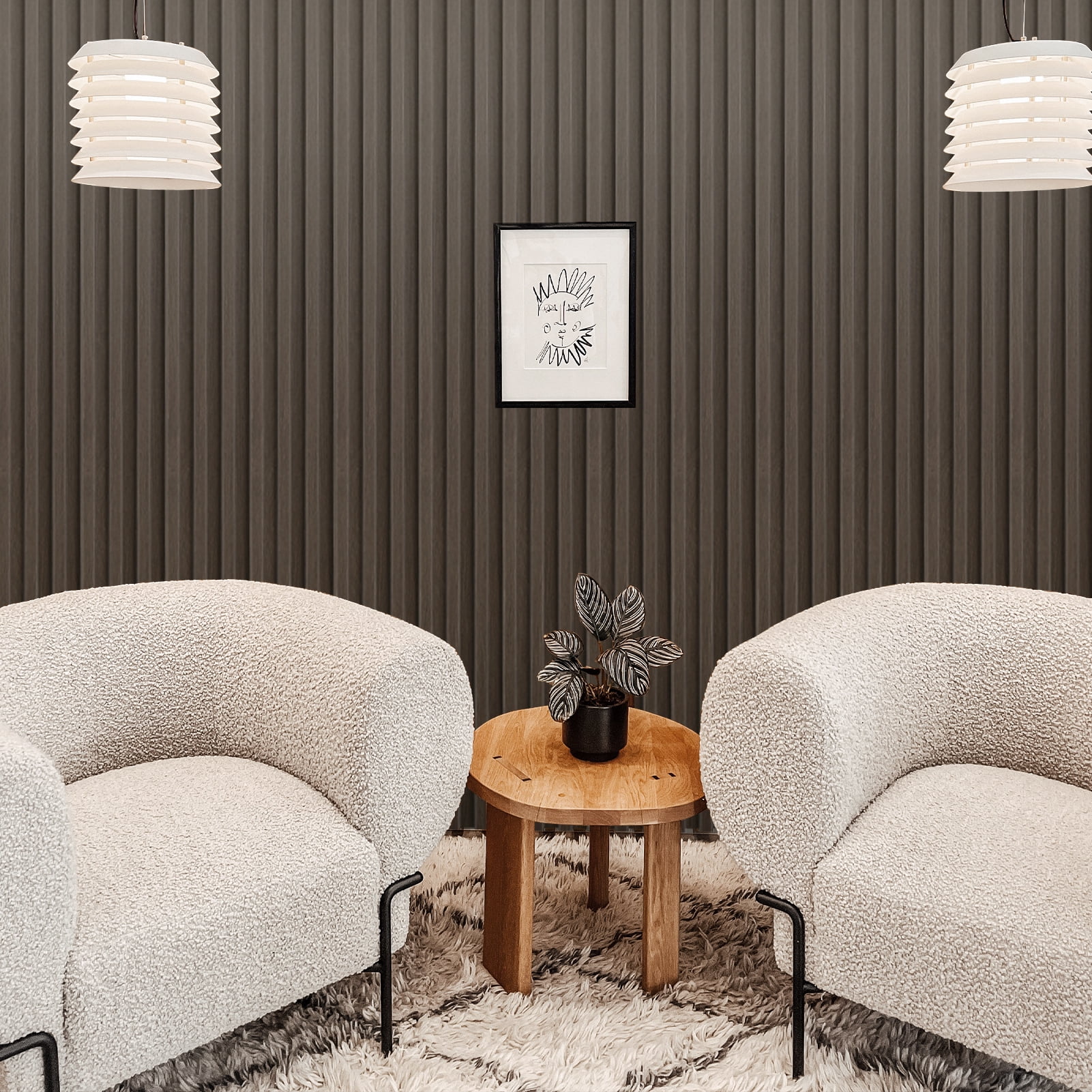 Art3d Slat Wall Panel,WPC Acoustic Diffuser 3D Wall Panel,8 Pieces 96x6 inch-Walnut(32 sq.ft/Case)