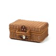 thumbnail image 2 of Caja de almacenamiento de regalo hecha a mano similar al ratán, caja de accesorios, caja organizadora, cesta de picnic, maleta, caja tejida vintage, 2 of 6