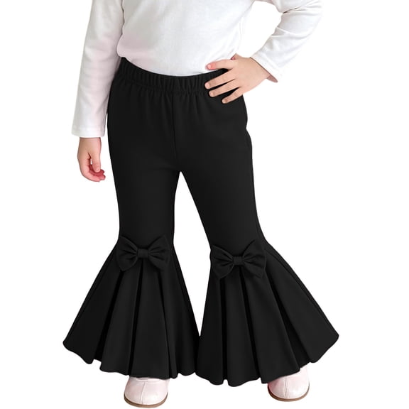 Girls Fashion Bowknot Flared Trousers Solid Casual Pants