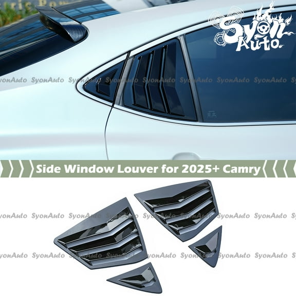 FITS 2025  TOYOTA CAMRY GLOSS BLACK JDM STYLE SIDE WINDOW LOUVERS VENT COVER SET