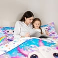 thumbnail image 4 of Erosebridal Pink Purple Axolotl Full Size Comforter Sets,Cartoon Rainbow Print Bedding Sets For Kids, Reversible 3-Piece, 4 of 7