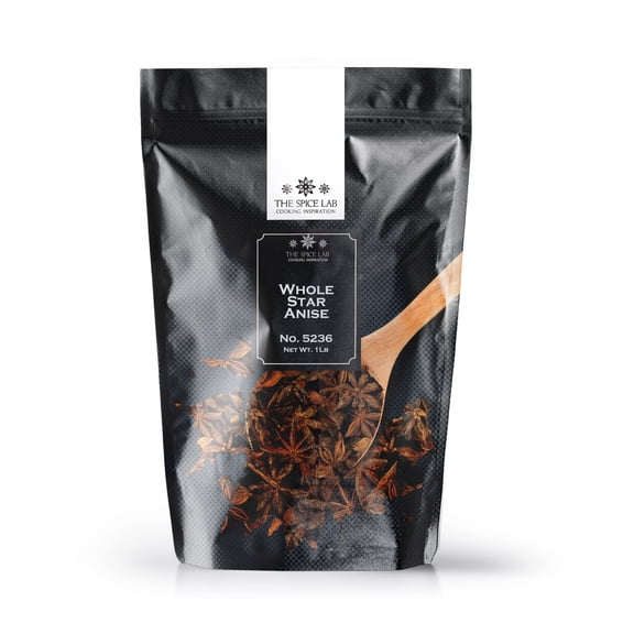 The Spice Lab Whole Star Anise - 1 lb Resealable Bag - All Natural Kosher Non GMO Gluten Free - 5236
