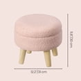 thumbnail image 6 of LEDREM Footstool Round Storage Ottoman with Teddy Fleece Seat, 12.2-Inch Footrest and Small Table for Living Room and Hallway, Jelly Pink, 6 of 9