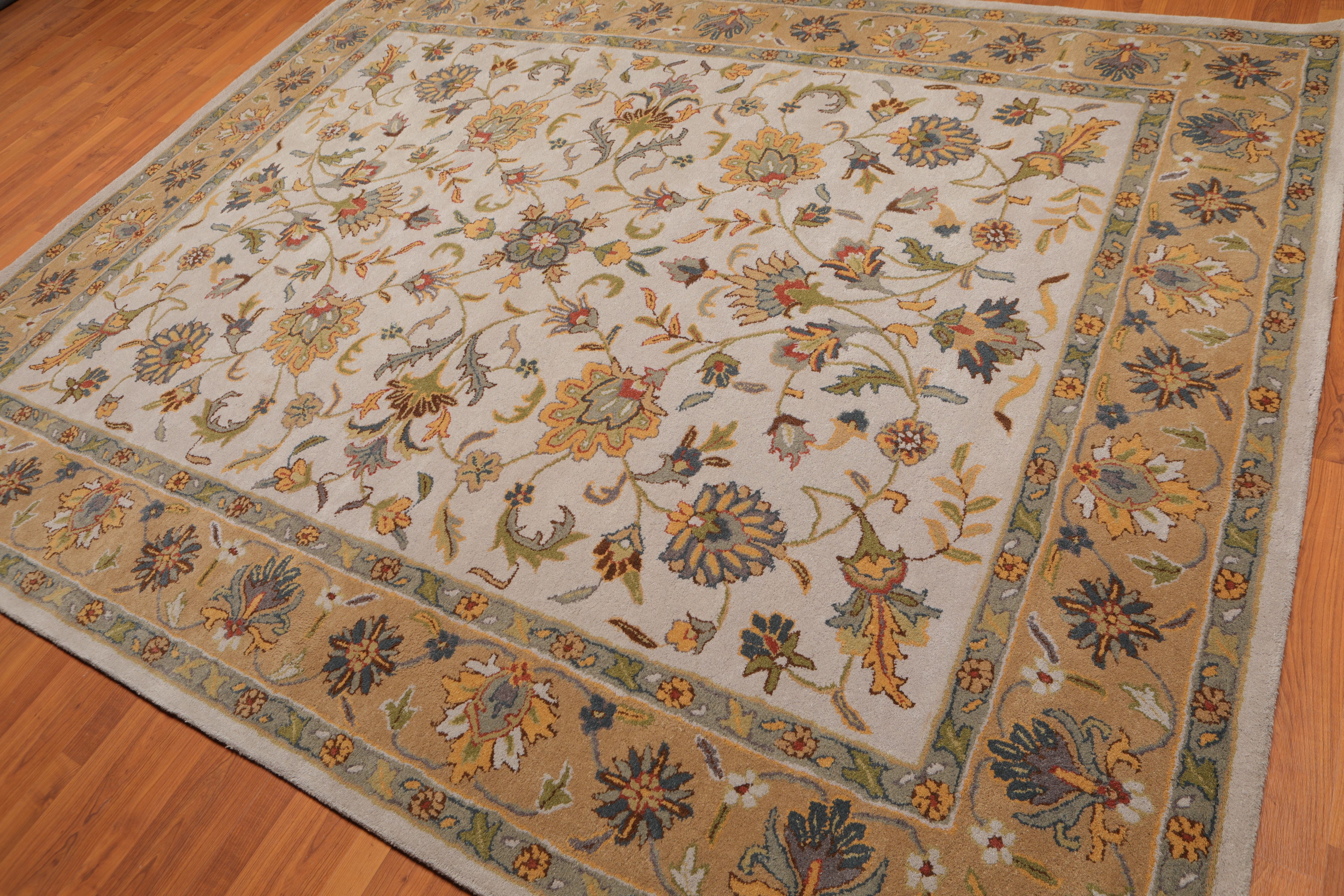 8'x10' Grey Tan Rust, Gold, Blue, Green, Multi Color HandTufted