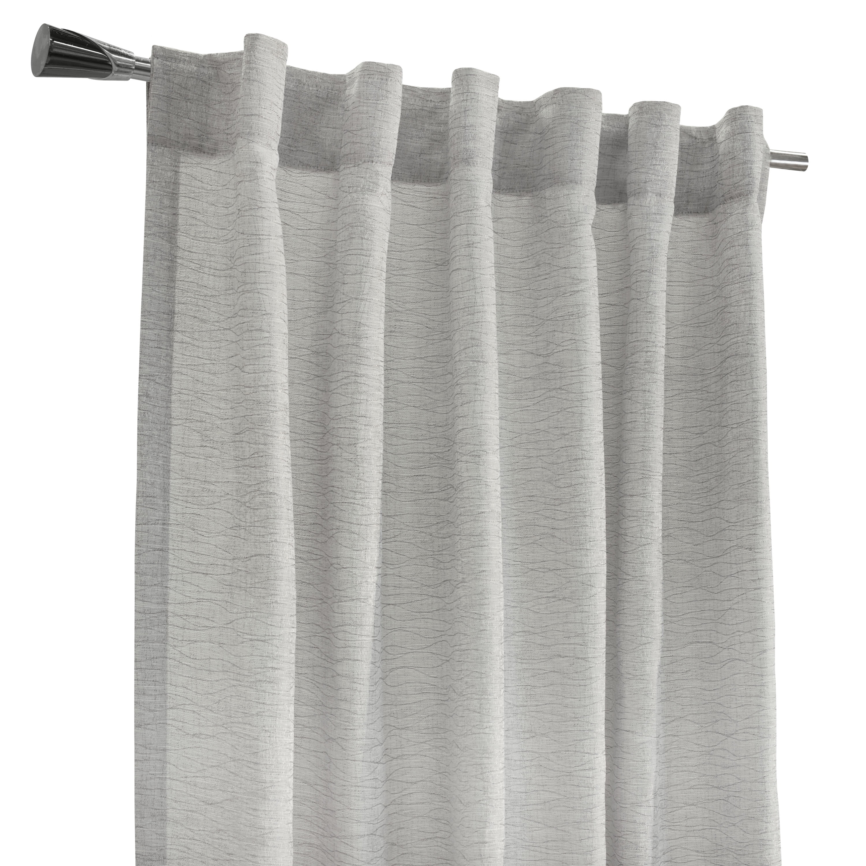 Davos Textered Jacquard Dual Header Curtain Panel 52" x 84" in Silver