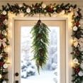 thumbnail image 4 of Clearance Under $3, Artificial Teardrop Swag Hanging Greenery Faux Pine and Cedar Accent with Cones for Front Door Mantel and Window Decor, 61cm(C), 4 of 5