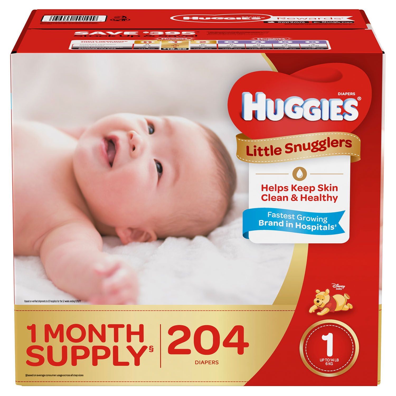 Huggies Little Snugglers Diapers Size 1 -204 ct. (Up to 14 lbs.)