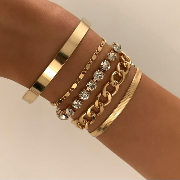 Crystal and Goldtone Chain Bracelet set