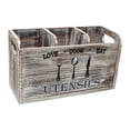 thumbnail image 1 of Organizador de utensilios de cocina, caja portátil para cubiertos (cuchara, tenedor, etc.) de madera Marrón, 1 of 9