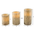 thumbnail image 3 of Lavish Home Set of 3 Birch Bark Flameless LED Pillar Candles with Remote Control and Timer, 3 of 9