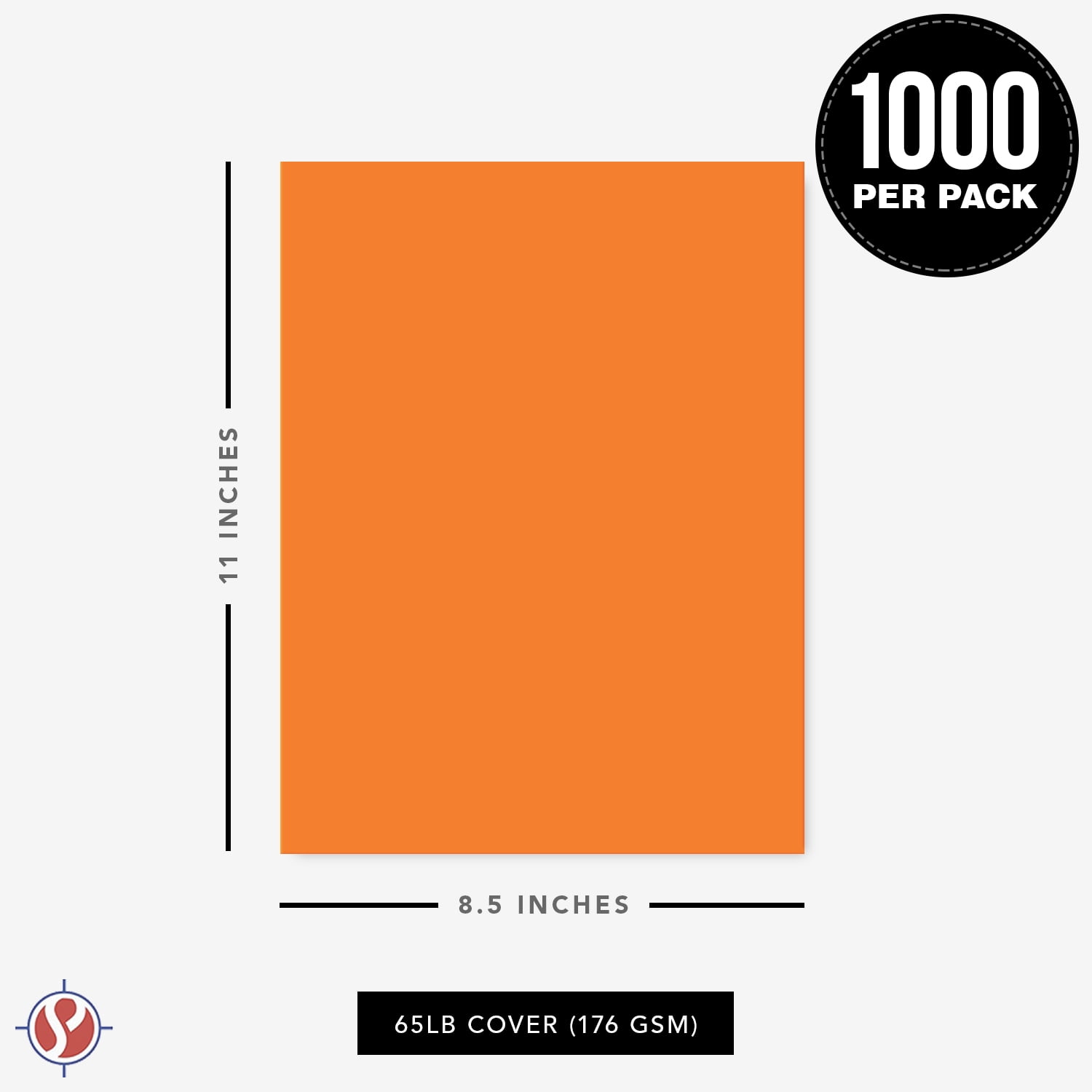 Premium Colored Card Stock Paper | Case of 1000 Sheets | Medium Weight 65lb Cardstock, Perfect for School Supplies, Arts and Crafts | Acid and Lignin Free | 8.5 x 11 Inches | Muted Orange