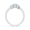 thumbnail image 2 of ANGARA Natural Solitaire Aquamarine Split Shank Ring with Trio Diamonds in 925 Sterling Silver for Women (Size-7x5mm) | March Birthstone, Anniversary, Jewelry Gift for Women | Natural Aquamarine Ring, 2 of 9