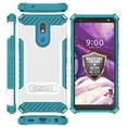 thumbnail image 6 of White/Turquoise Tri-Shield Rugged Case Cover [with Metal Kickstand + Wrist Strap Lanyard] for LG K40 | LG Solo | LG K12 Plus | LG X4 (2019), 6 of 9