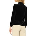 thumbnail image 3 of INSPIRE CHIC Women's Point Collar Long Sleeve Button Velvet Shirt Black M, 3 of 5