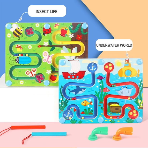 Labyrinthe Magnétique Couleurs Et Chiffres – NiToy – Bleu – Jeu éducatif En Bois
