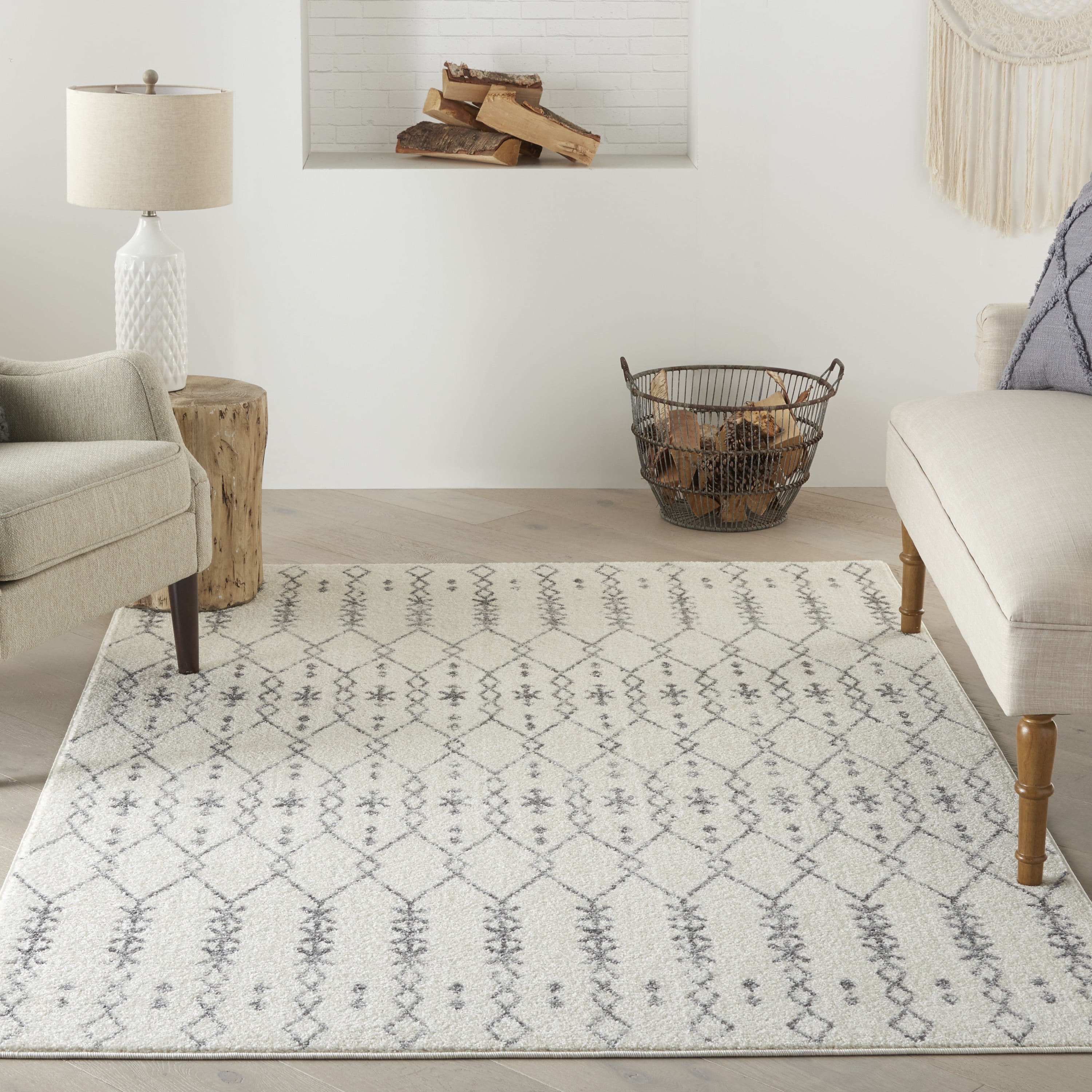 Nourison Passion Geometric Ivory/Grey 3'9