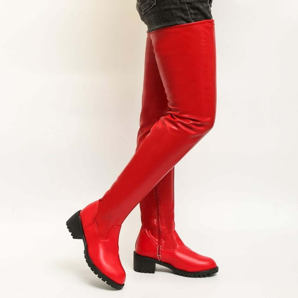 Knee length red clearance boots