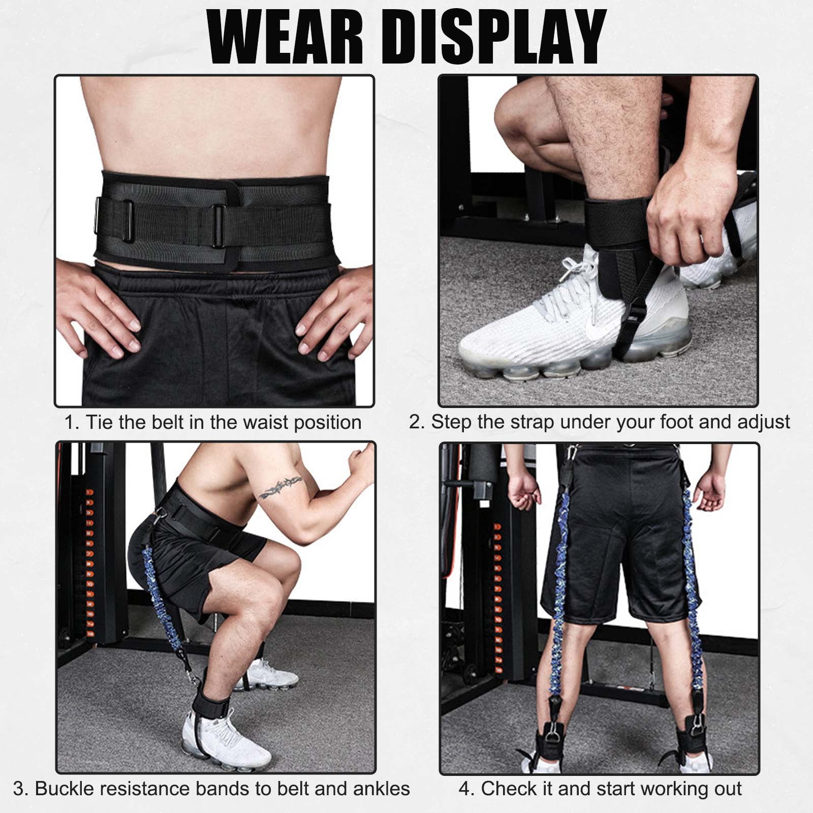 Ueasy Vertical Jumping Trainer with Adjustable Ankle Strap & Belt Horizontal Workout Equipment Leg Resistance Bands for Basketball Football Volleyball Training Equipment