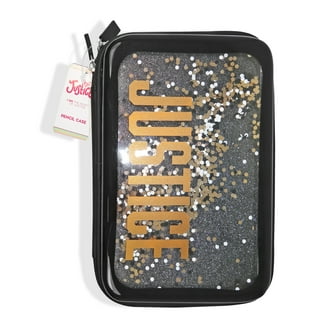 Justice Glitter Cheetah Zipper Pencil Case with Multicolor