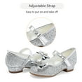 thumbnail image 2 of Stelle Girls Mary Jane Glitter Shoes Low Heel Princess Dress Shoes,Toddler Little Girls Crown Flower Girl Wedding Party Dress Pump Shoes,Sliver, 2 of 6