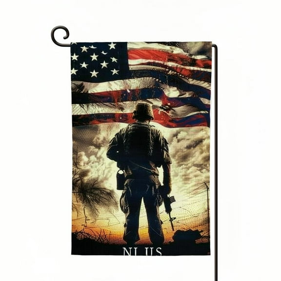 PHYHOO  Memorial Day USA Flag Military Soldiers Thank You Garden Flag Vertical Double Sided, Patriotic Yard Outdoor Decoration White