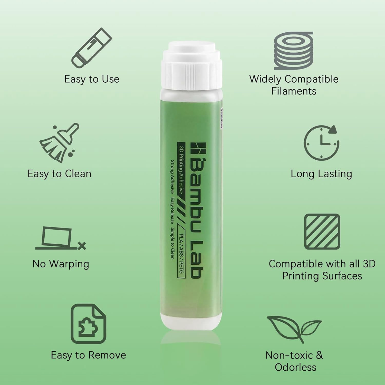 Compatible with Bambu Lab 3D Printer Adhesive Glue,Strong Grip Reduce Warping for lab A1/A1 Mini/P1/X1 PLA/ABS/PETG/PC/PA/TPU Filament 60ML