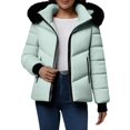 thumbnail image 2 of Women's Winter Warm Cotton-padded Coat, Single-breasted Zipper Cotton-padded Coat Mint Green XXL, 2 of 6