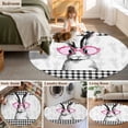 thumbnail image 5 of Round Area Rug 7 Ft, Easter Washable Non-Slip Circle Carpet for Living Room/Bedroom, Farmhouse Retro Carrots Rabbit Black Plaid Low-Profile Large Runner Mat Collection Rugs for Indoor, 5 of 8