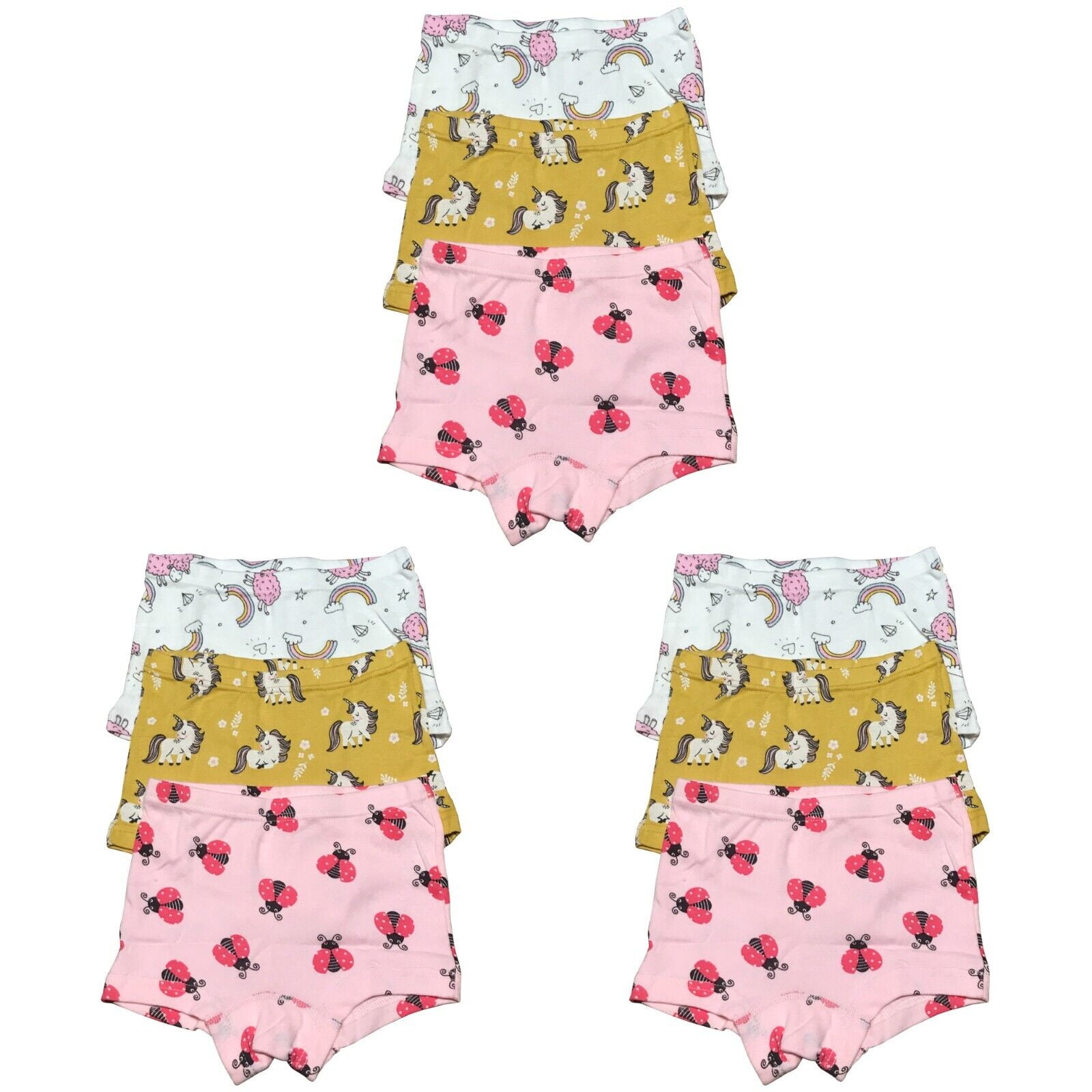 9 Pack Toddler Little Girls Kids Cotton Boxer Briefs Underwear Panties