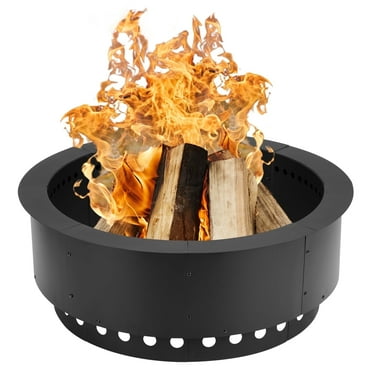 Aoodor 36" Wood Burning Low-smoke Fire Pit Ring, Double-Layer Metal Fire Pit Insert for Backyard Bonfire & Outdoor BBQ