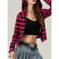 thumbnail image 4 of Elippeo Women Striped Zip Up Hoodie Contrast Color Raglan Long Sleeve Fall Sweatshirt Jacket, 4 of 9