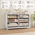 thumbnail image 4 of IdealHouse 6-Drawer Boho Dresser with Rattan Accents & Curved Legs, Tall Freestanding Storage Cabinet for Bedroom, Living Room, or Entryway, White, 4 of 8