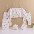 thumbnail image 2 of CAUYDY Infant Girls Outfits Preemie Boys Clothes Unisex Baby Layette 2 Long Sleeve Shirt + 2 Pants + Hat + Bib + Bellyband 7 Pieces Soft Set Fall Sizes 0-3 Months,White, 2 of 5