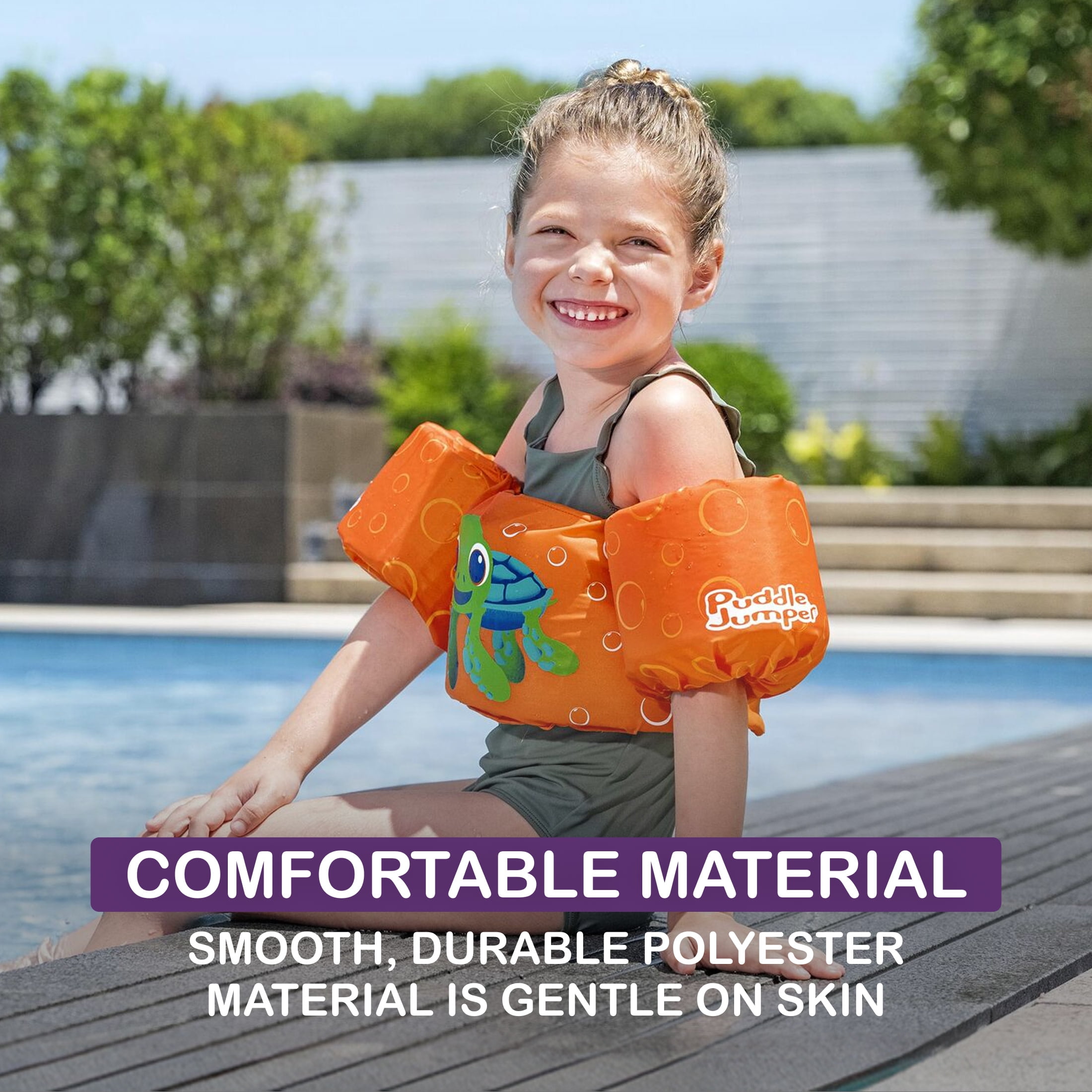 Puddle Jumper Fabric Kids Swim Flotation Vest with Armbands, Unisex 33-55lbs (15-25kg) Weight Capacity