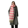thumbnail image 3 of Women's Thickened Warm Striped Scarf Shawl, Oversized Plaid Wrap for Autumn Winter, Soft Furry Acrylic Fashion Scarf, Versatile Large Blanket Scarf, All-Season Cold Weather Fashion Accessory - A, 3 of 5