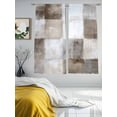thumbnail image 3 of Grey Beige Sheer Curtains for Living Room Bedroom, Light-filtering Sheer Curtain, Abstract Art Gradient Graffiti Plaid Modern Rod Pocket Voile Window Treatment Drapes, 52’’Wx63’’L, 2 Panels Set, 3 of 7