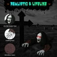 thumbnail image 4 of Yescom Pierre Tombale d'Halloween Animée de 15 Pouces et Demi-Squelette avec Coupe-Pierre Zombie de 6 Pouces, 4 of 9
