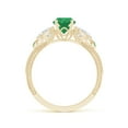 thumbnail image 2 of ANGARA Natural Aeon Emerald & Diamond Three Stone Engagement Ring with Milgrain in 14K Yellow Gold for Women (Size-6mm) | May Birthstone, Anniversary, Jewelry Gift for Women | Natural Emerald Ring, 2 of 10