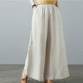 thumbnail image 7 of Wycnly Pants for Women Trousers for Women Fashion Drawstring Elastic Waist Loose Straight Leg Pants Vintage Cotton Linen Casual Ladies Long Pants with Pocket, 7 of 7