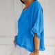 thumbnail image 4 of Blusa de manga corta con cuello redondo y volantes en el bajo, mezcla de lino, para mujer - S-XXXL, 4 of 5