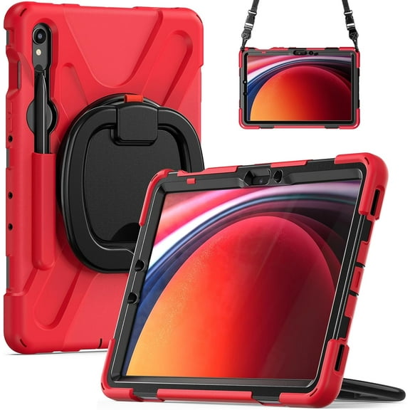 REQO Case for Samsung Galaxy Tab S9/S8/S7 11" and Tab S9 FE 10.9":3-Layer Structure Portable Hybrid Shock-Proof Cover with S Pen Holder Rotatable Hook&Loop Kickstand
