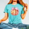 thumbnail image 3 of Disco Fall Pumpkin Shirt for Women and Teens Girly Coquette Bow Pumpkin T-Shirt for Halloween Seafoam Shirt Adult Small, 3 of 4