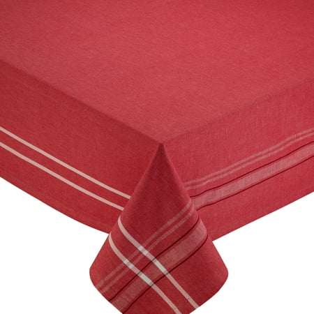 

CC Home Furnishings Decorative Elegant Red and White Tango French Chambray Tablecloth 60”x 104”