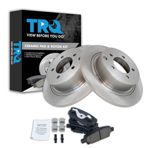 TRQ Rear Brake Pad and Rotor Set Ceramic Fits 2017 Jeep Compass Patriot 2014-2016 Mitsubishi Lancer 2013 Chrysler 200