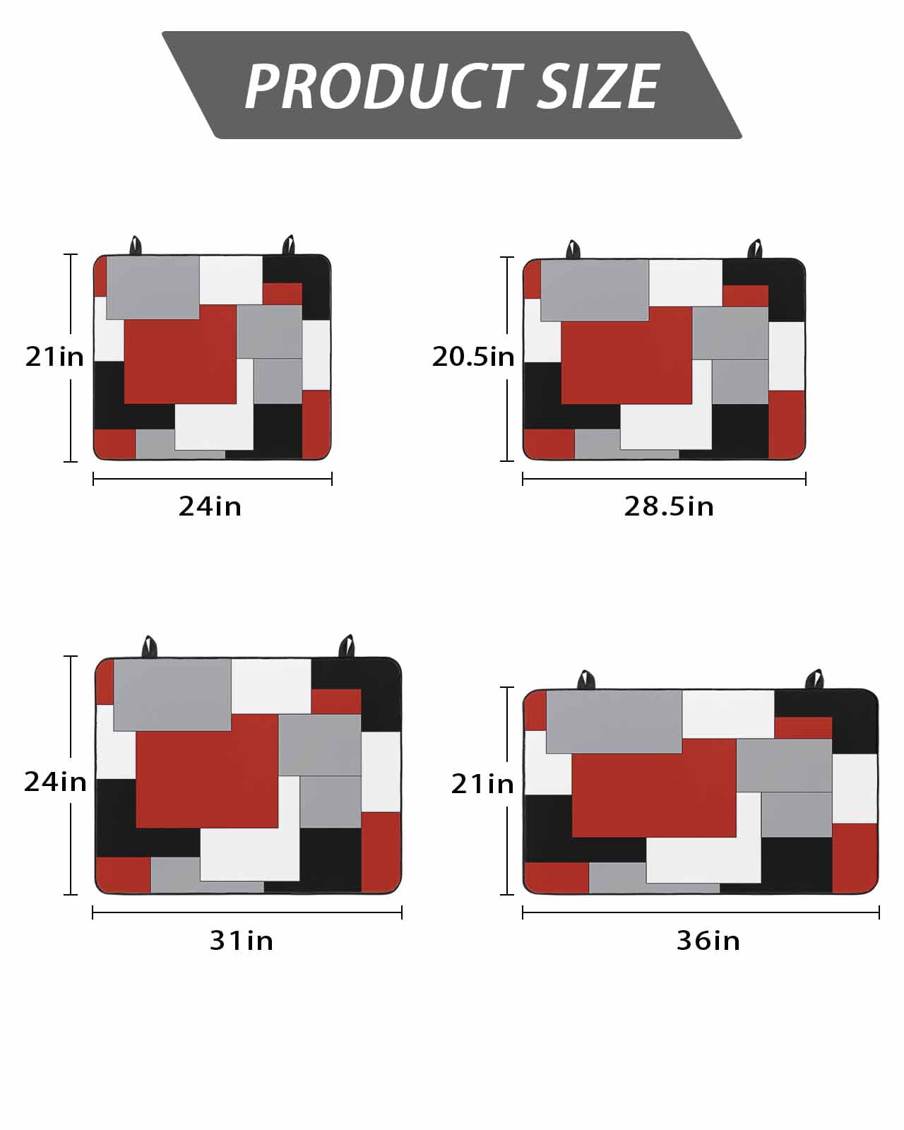 Stove Top Covers for Electric Stove, Red Grey Black Geometric Glass Stovetop Cover Protector, Middle Century Modern Art Abstract Induction Cooktop Protector Oven Mat for Kitchen Countertop 24"x21"