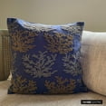 thumbnail image 4 of Navy Blue Euro Size Pillow Shams 26x26 inch (65x65 cm), Linen European Pillow Shams, Sea Creatures, Sea Weeds, Corals, Beaded, Beach Style Euro Pillowcases - Sea Weeds Swim, 4 of 9