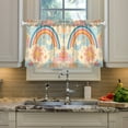 thumbnail image 2 of Yayeee Kitchen Curtains Tier Pair Light Filtering 27"x36" Rod Pocket Short Cafe Window Panel, Pink Retro Sun, 2 of 7