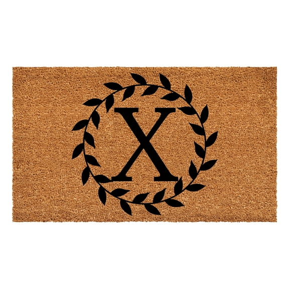 Laurel Wreath Doormat, 24" x 36" (Letter X)